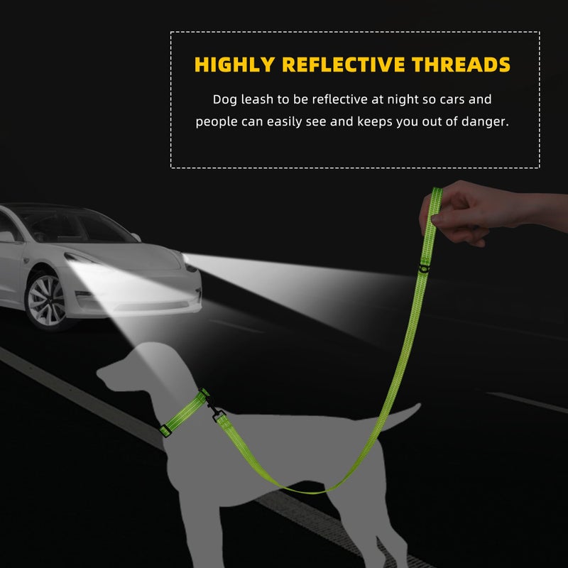 Mile High Life Night Reflective Double Adjustable Band Nylon Small Puppy Pet Dog Combo Collar Leash and Harness Set (Reflective Solid Lime Green, Large (Pack of 3)) - Image 3